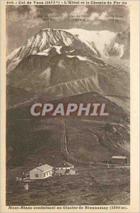 Old Postcard Voza Pass Hotel and the Mont Blanc Railway leading to the Glacie...