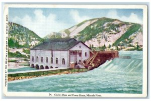 c1920's Clark's Dam and Power House Missoula River Montana MT Postcard