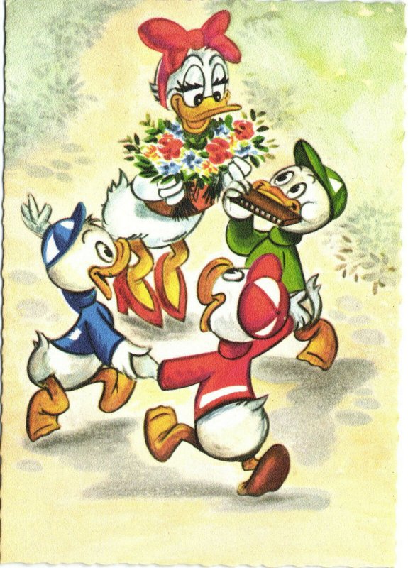 PC DISNEY, DAISY DUCK, HUEY, DEWEY AND LOUIE, Vintage Postcard (b35974)