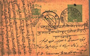 India Postal Stationery George V 1/2 A Delhi Saddaar cds Naya Bazar Delhi