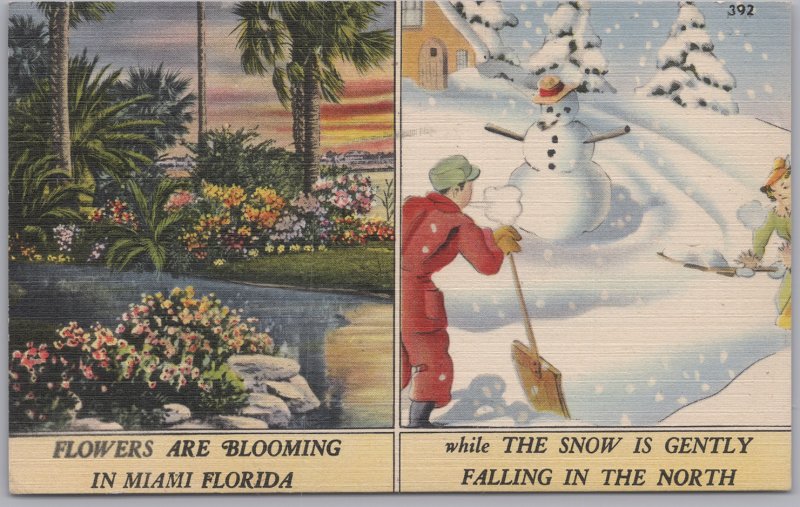 Miami, FLA., Flowers are blooming in Miami, Snowing in the North-1944