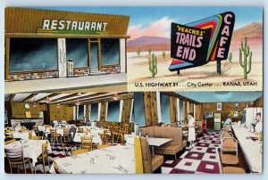 c1963 Kanab Utah UT Postcard Peaches Trails End Restaurant Multi View Posted
