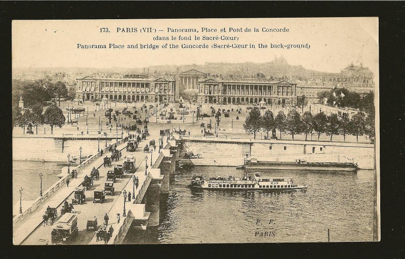 Vintage Paris France Panorama Place Pont la Concorde Fleury Foto Postcard