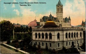 Vtg 1910 Carnegie Library Court House State Armory Tacoma Washington WA Postcard