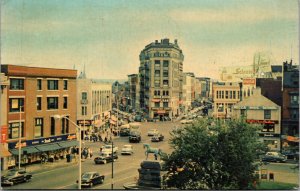 Vtg 1960s Junction at Main and Bank Street Waterbury Connecticut CT Postcard