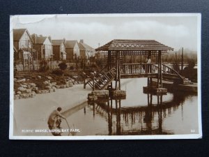 Kent HERNE BAY PARK Rustic Bridge c1934 RP Postcard by Norman