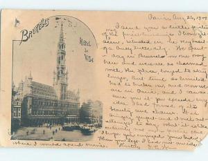 1901 postcard HOTEL DE VILLE Brussels - Bruxelles Belgium F6617