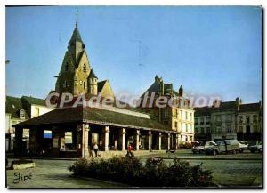 Postcard Modern Mamers Place Carnot Vieilles Halles and Saint Nicolas church