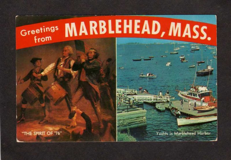 MA Greetings From Marblehead Mass Massachusetts Postcard Harbor Yachts