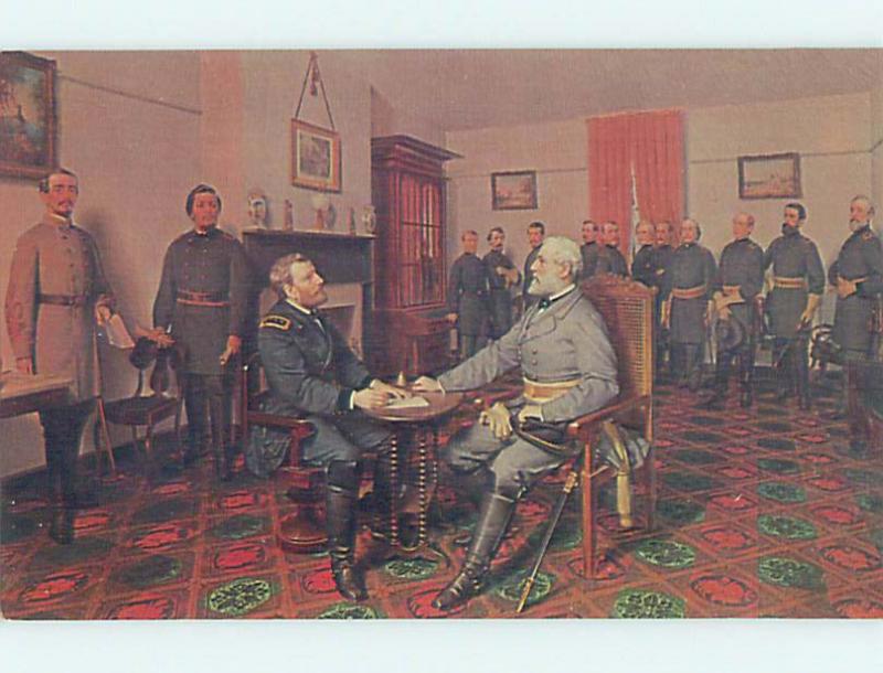 Pre-1980 POSTCARD OF CIVIL WAR PAINTING AT MUSEUM Appomattox Virginia VA hs9194