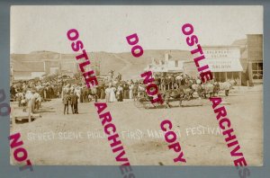 Philip SOUTH DAKOTA RPPC c1910 TIGHTROPE WALKER Acrobat FESTIVAL Saloon CROWD SD