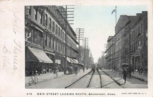 Main St. Looking South, Bridgeport, CT., Very Early Postcard, Used in 1906