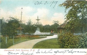 Leavenworth Park Syracuse NY WB Postcard Postmark 1909
