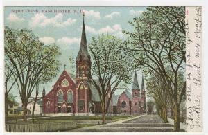 Baptist Church Manchester New Hampshire 1907c postcard