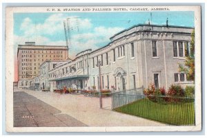 1926 C.P.R. Station Palliser Hotel Calgary Alberta Canada Santa Stamp Postcard