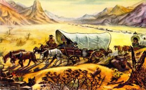 Knotts Berry Farm, Diorama Covered Wagon, L2, Old Postcard