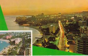 Hawaii Waikiki Evening View Of Kalakua Avenue