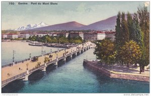 Birds Eye View, Boardwalk Bridge, Pont du Mont Blanc, Geneve, Switzerland, 19...