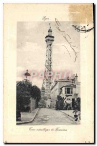 Postcard Old Lyon Tower metal Fourviere