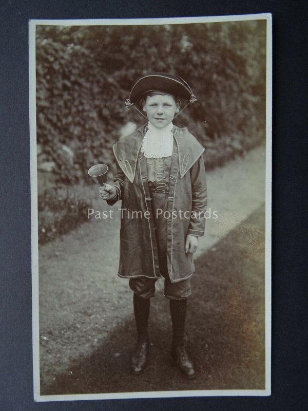 Young Boy Dressed as TOWN CRIER - Old RP Postcard