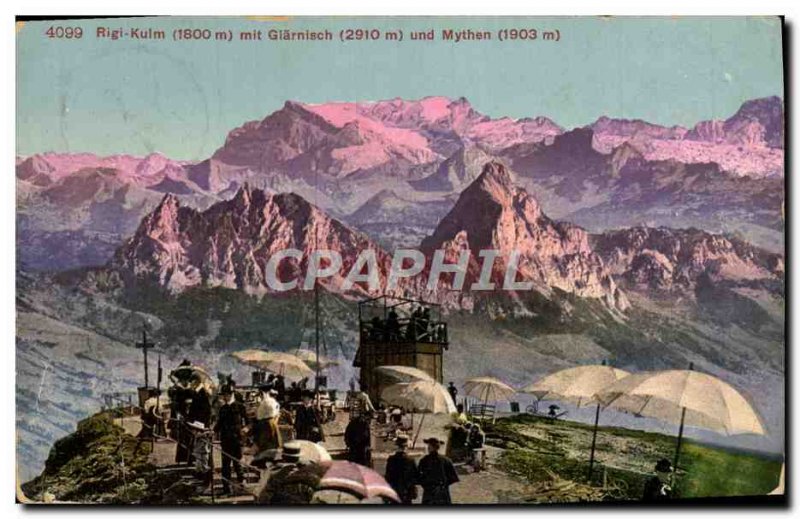 Old Postcard Rigi Kulm mit und Mythen Glärnisch