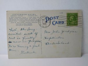 Hotel Jefferson Atlantic City Postcard Kentucky Ave New Jersey 1936 Linen Kropp