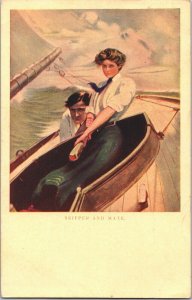 Artist Signed Skipper And Mate Men And Lady Vintage Postcard 09.22