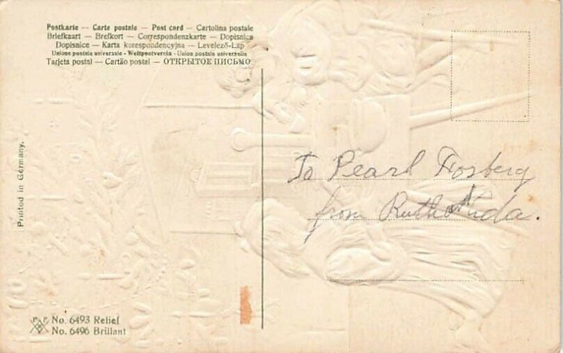 Christmas Greetings Two Young Girls Playing House Postcard