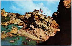 VINTAGE POSTCARD ROCK FORMATIONS AT THE FISHING VILLAGE OF KEELUNG TAIWAN