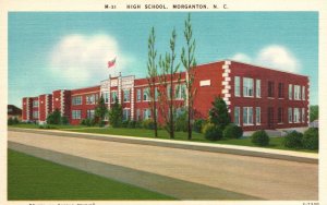 Vintage Postcard 1920's View of High School Building Morganton North Carolina