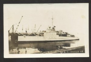 RPPC U.S. NAVY MILITARY SHIP USS EAGLE WWII BOAT VINTAGE REAL PHOTO POSTCARD