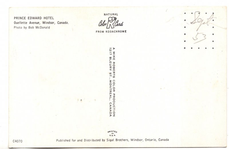 Prince Edward Hotel, Windsor Ontario