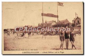 Old Postcard Chatelaillon Stadium Helios And The Beach