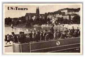 US Tours Vintage Old Postcard Tramways of Basle Switzerland Military Leave N24