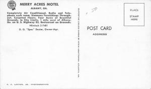 Albany Georgia~Merry Acres Motel~Big Shade Trees~Dozier 1950s