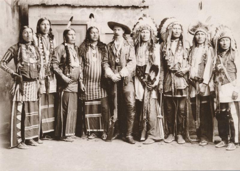 Buffalo Bill & Native American Indian Chiefs circa 1890 Western USA Recent Print