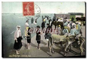 Old Postcard Donkey Mule Berck Plage L & # 39heure bath