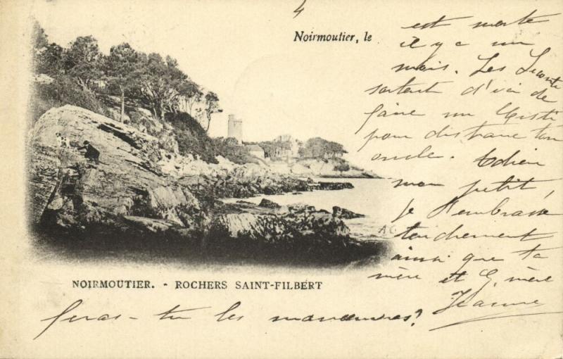 france, NOIRMOUTIER, Rochers Saint-Filbert (1901) Stamp