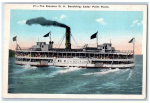 c1920 Steamer G.A. Boeckling Cedar Point Route Cruise Vintage Antique  Postcard