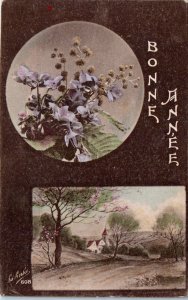 1919 Bonne Annee Happy New Year Postcard