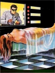 Mad Scientist Levitating a Nude Woman Modern Postcard