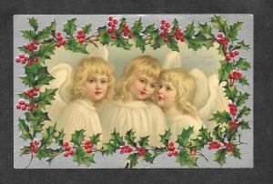 Christmas Angels Embossed Picture Postcard!