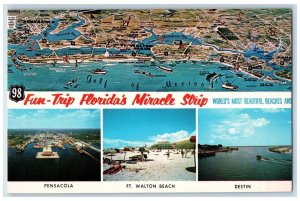 c1960s Fun-Strip Florida's Miracle Strip Pensacola Destin Walton FL Postcard