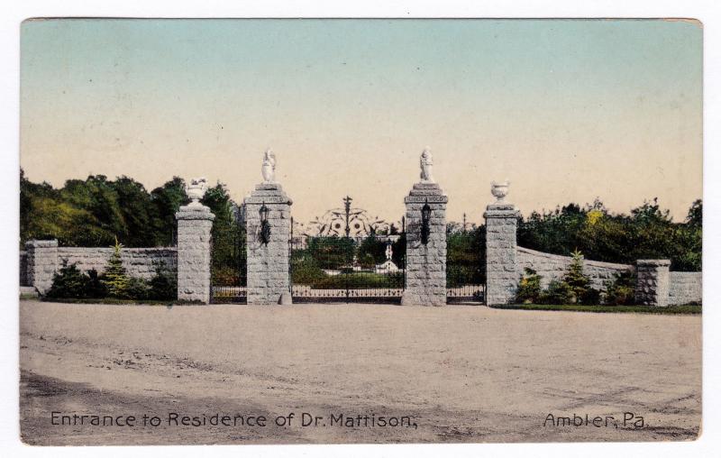 1913 Ambler PA Entrance to Residence of Dr. Mattison Keasbey & Asbestos Co. RARE