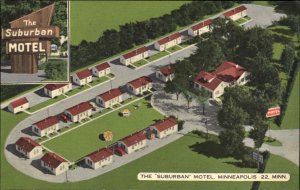 Minneapolis Minnesota MN The Suburban Hotel c1940s-50s Linen Postcard