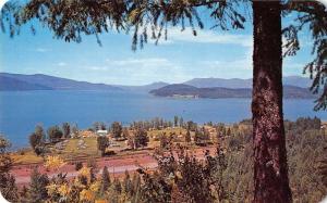 Lake Pend Oreille Idaho birds eye view from Trestle Creek vintage pc Z51276 