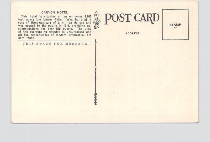 ANTIQUE POSTCARD NATIONAL STATE PARK YELLOWSTONE CANYON HOTEL LOBBY #3