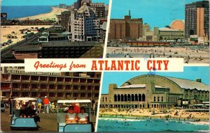 Multi View Atlantic City Georgia GA Beach Golf Carts Skyline Tourists Postcard 