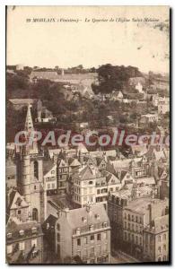 Old Postcard Morlaix Finistere the neighborhood of the church Saint Melaine