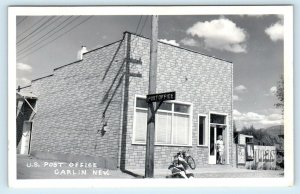 RPPC CARLIN, NV Nevada ~ POST OFFICE Bicycle Movie Poster  c1940s  Postcard